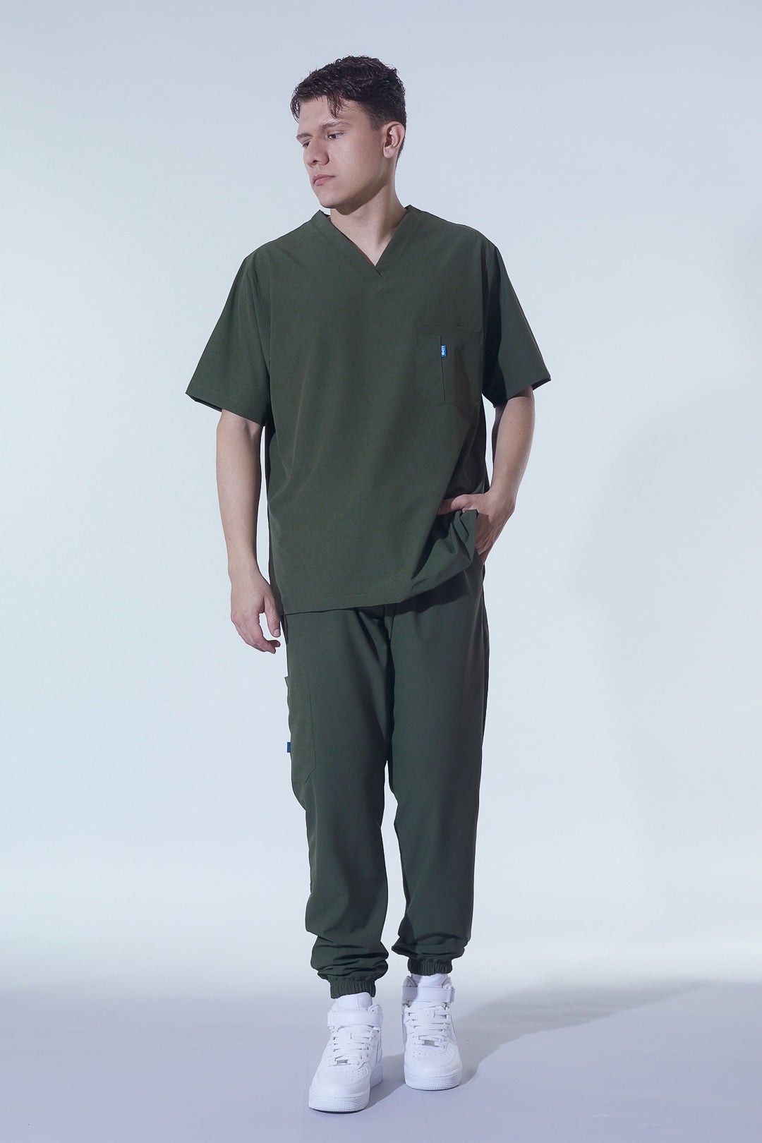 Quirúrgico verde militar | Stretch antifluidos hombre
